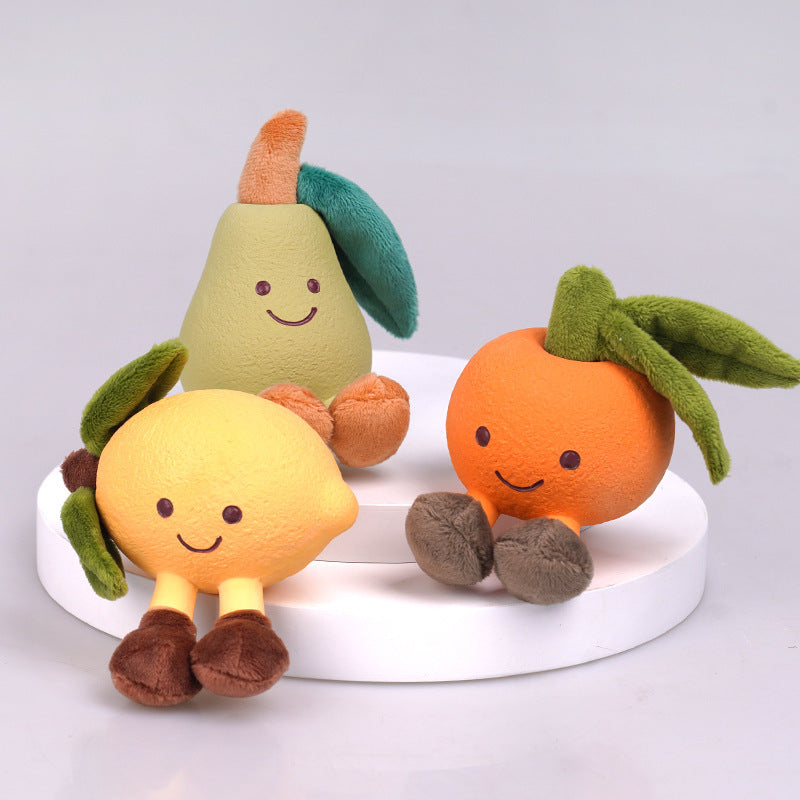 Baabaa Pet Dog Chew Toys for Puppy, Cute Fruity Man Latex and Plush Squeaky Puppy Toys for Teething Small Dogs