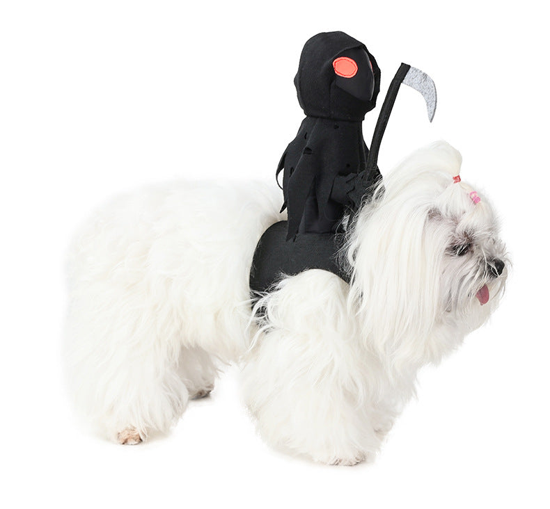 Pet Halloween Decoration Dark Harvest Knight Transformation Suit Costume for Puppy Cat Dog Cosplay