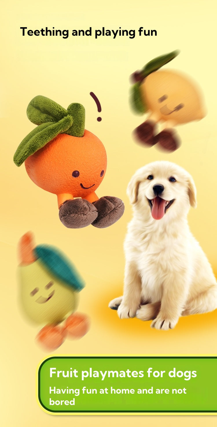 Baabaa Pet Dog Chew Toys for Puppy, Cute Fruity Man Latex and Plush Squeaky Puppy Toys for Teething Small Dogs