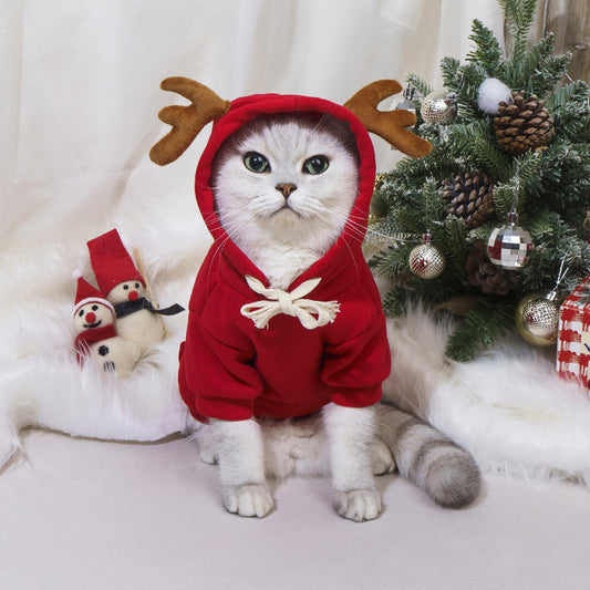 BaabaaPet Cat Christmas Outfit Pet Clothes Cute Dog Christmas Outfit Cosplay Party Winter Dog Outfit for Cats and Small Dogs